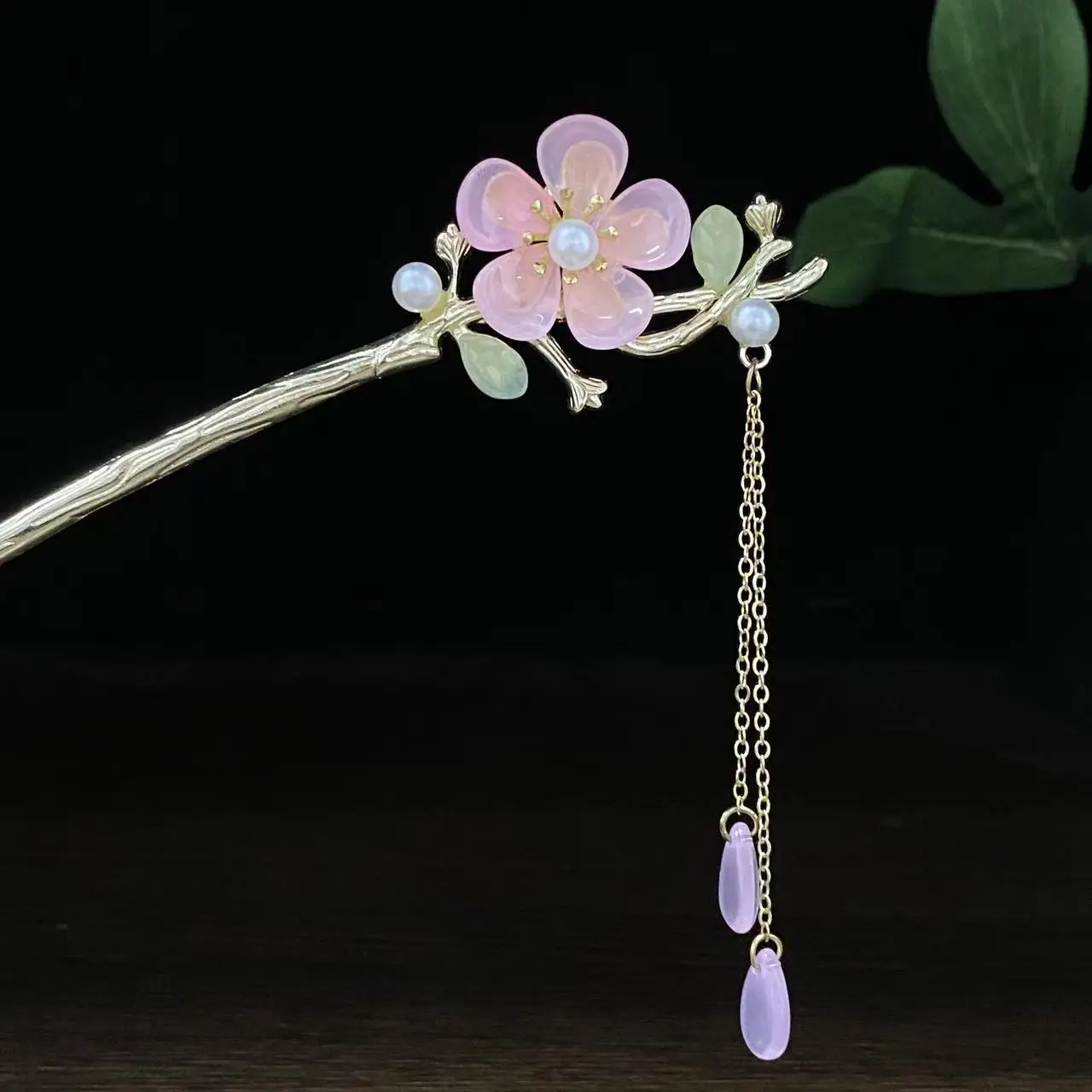Antique Star Hanfu Hairpin with Pearl Drop - Image 11