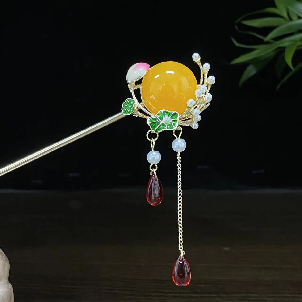 Antique Star Hanfu Hairpin with Pearl Drop - Image 26