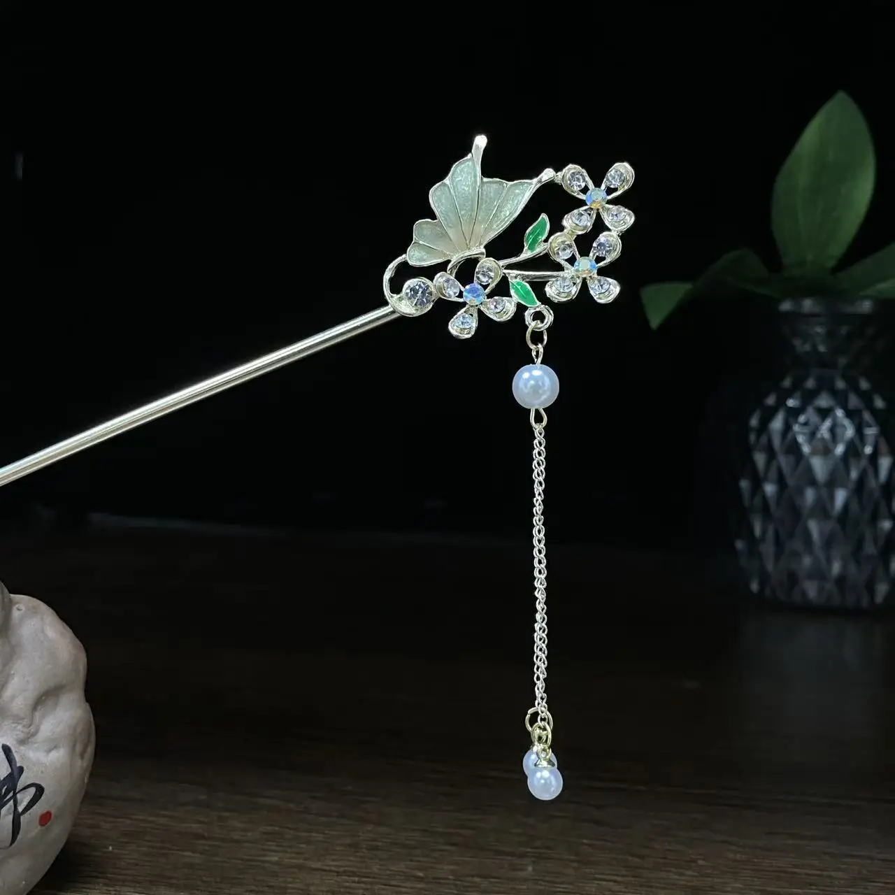 Antique Star Hanfu Hairpin with Pearl Drop - Image 27