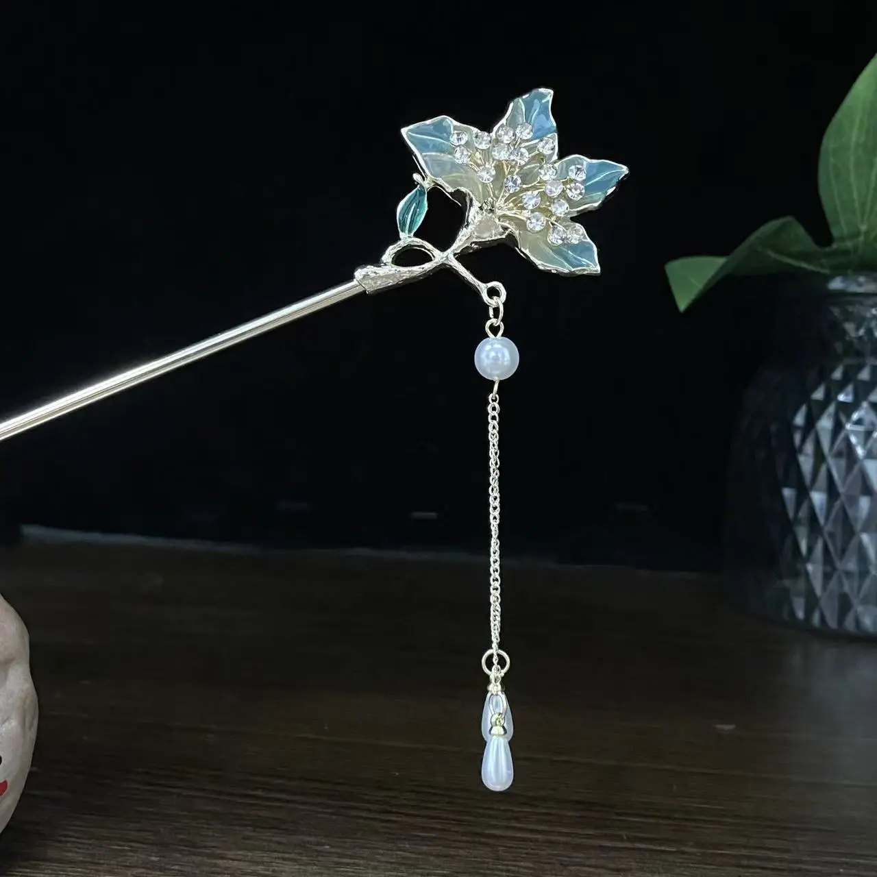Antique Star Hanfu Hairpin with Pearl Drop - Image 32