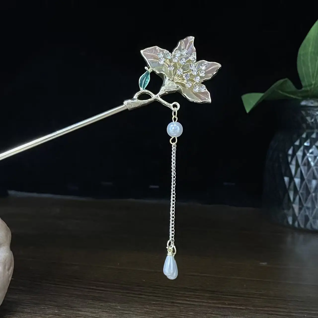 Antique Star Hanfu Hairpin with Pearl Drop - Image 34