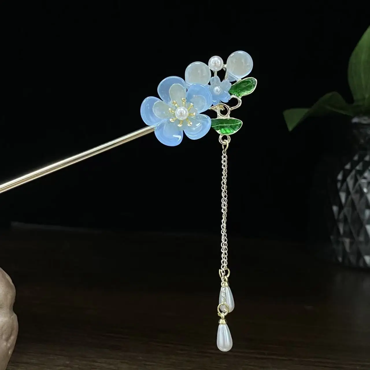 Antique Star Hanfu Hairpin with Pearl Drop - Image 35