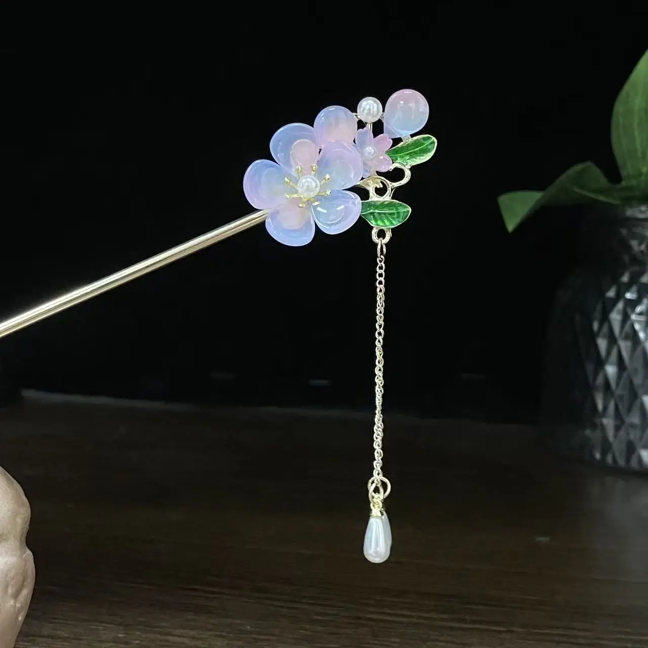 Antique Star Hanfu Hairpin with Pearl Drop - Image 36