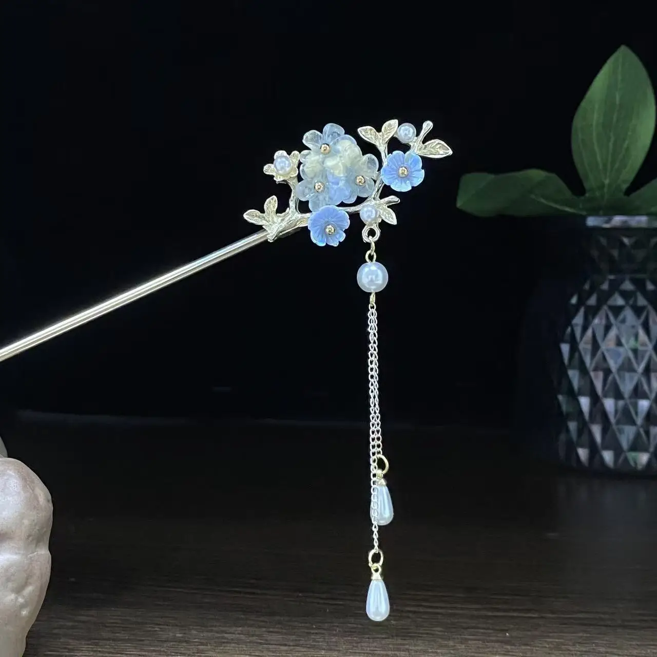 Antique Star Hanfu Hairpin with Pearl Drop - Image 42