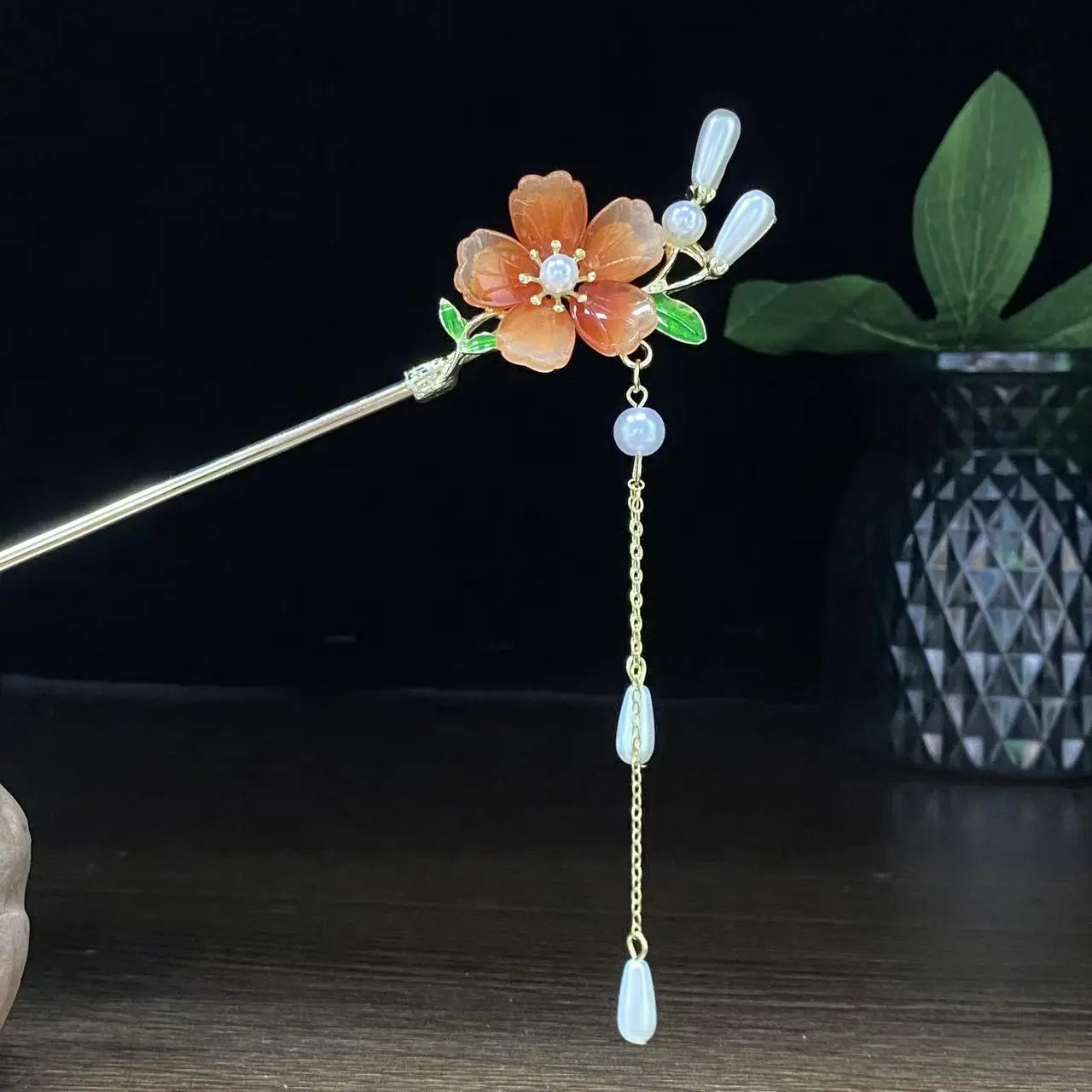 Antique Star Hanfu Hairpin with Pearl Drop - Image 46