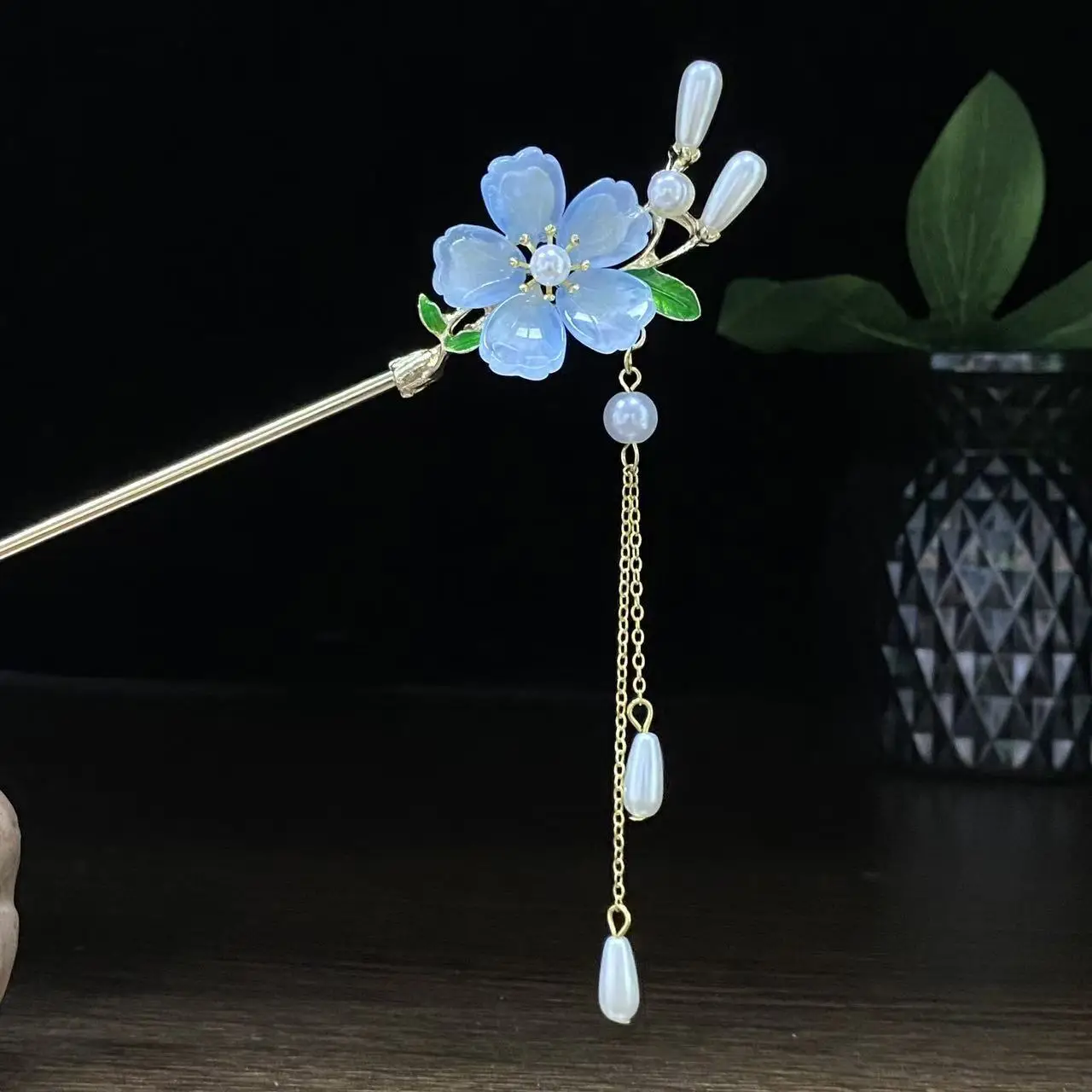 Antique Star Hanfu Hairpin with Pearl Drop - Image 48