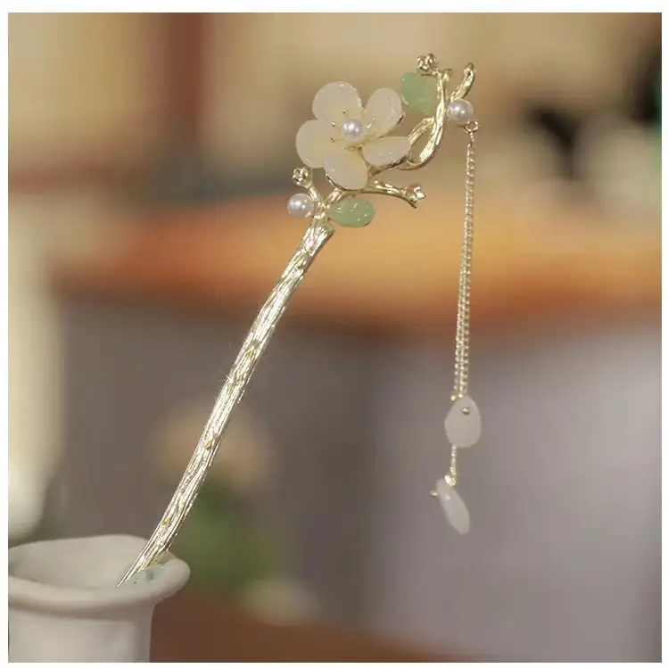 Antique Star Hanfu Hairpin with Pearl Drop - Image 10