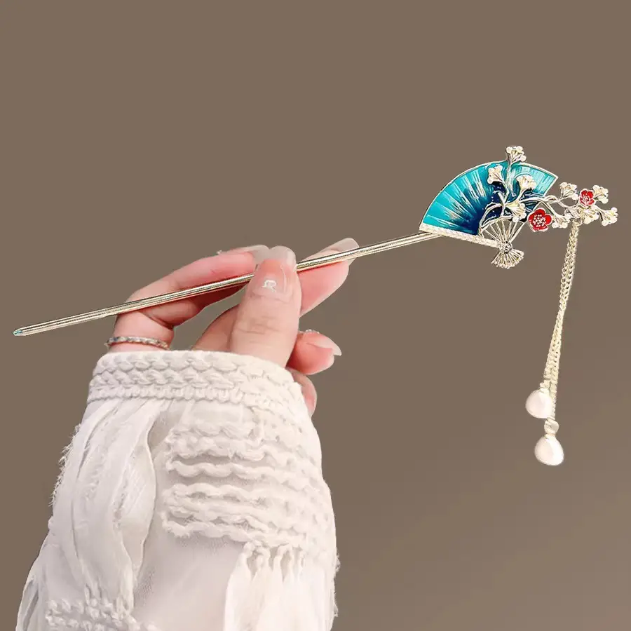 Antique Star Hanfu Hairpin with Pearl Drop - Image 14