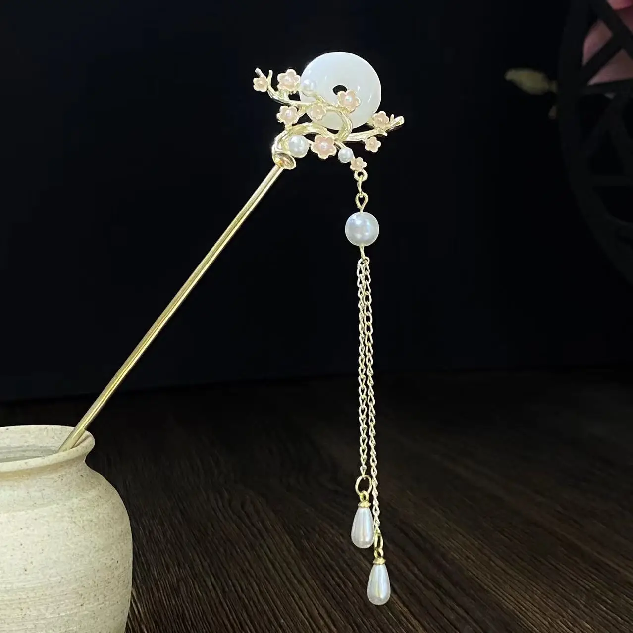 Antique Star Hanfu Hairpin with Pearl Drop - Image 21