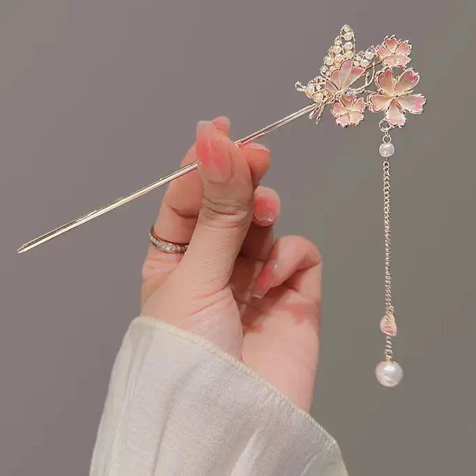 Antique Star Hanfu Hairpin with Pearl Drop - Image 6