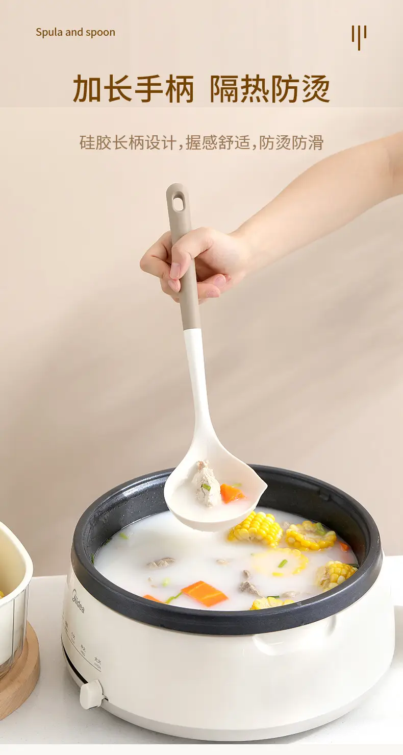 FaSoLa Household Nylon High Temperature Resistant Silicone Non-Stick Pot Shovel Soup Spoon Set Kitchen Household Cooking Tools — feature 12