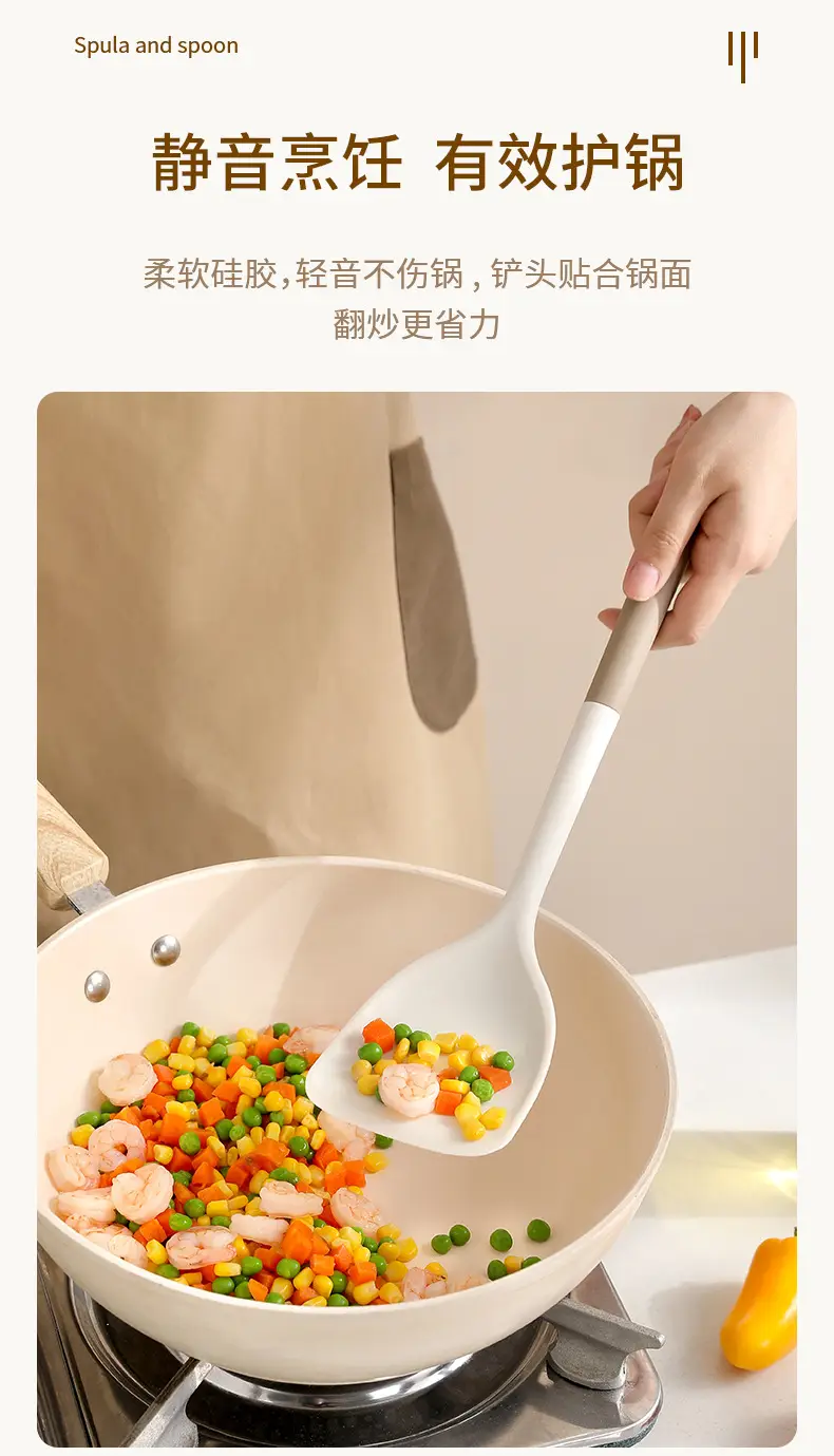 FaSoLa Household Nylon High Temperature Resistant Silicone Non-Stick Pot Shovel Soup Spoon Set Kitchen Household Cooking Tools — feature 7
