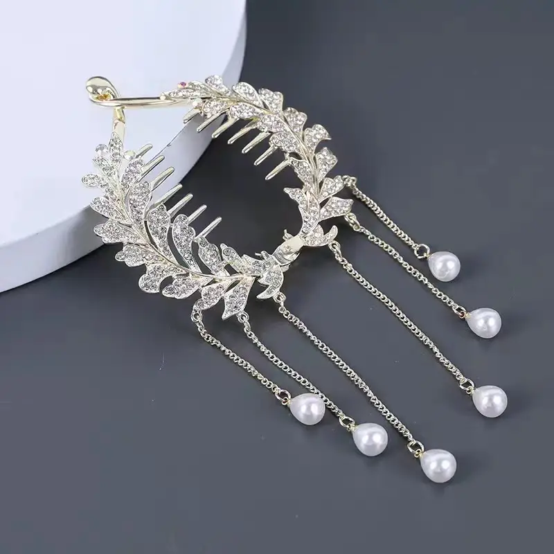 Pearl Rhinestone Hairpin for Women's Back of Head - Image 5