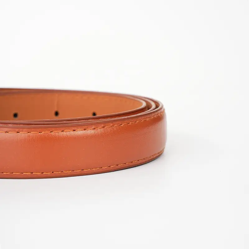 Women's Black Leather Belt with Gold H Buckle Small Size β feature 11