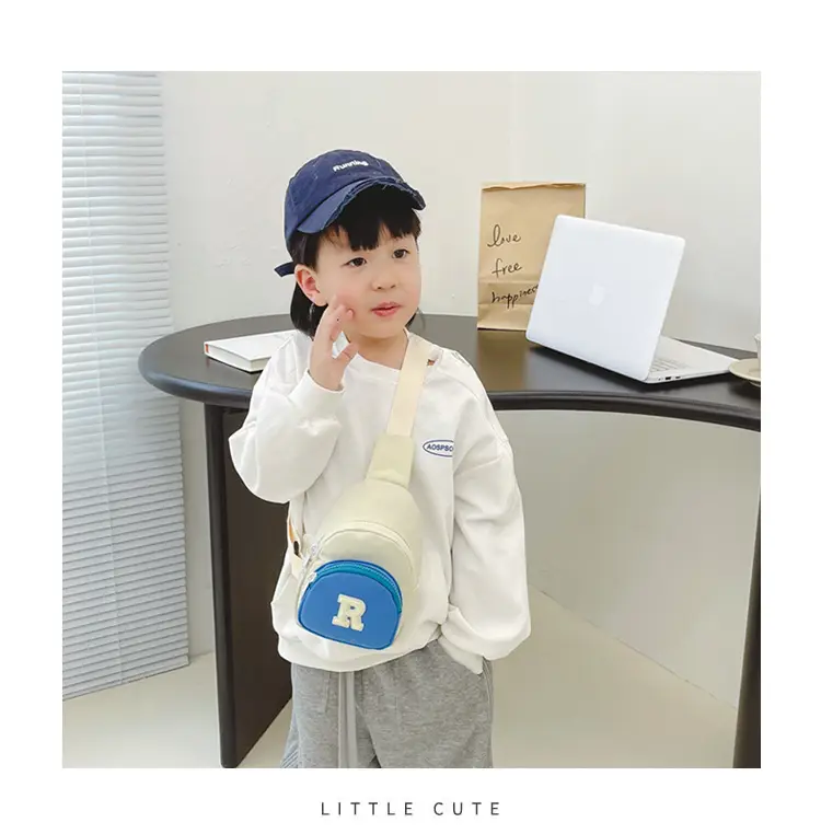 Kids Coin Purse Black White Letters Crossbody Bag — feature 1