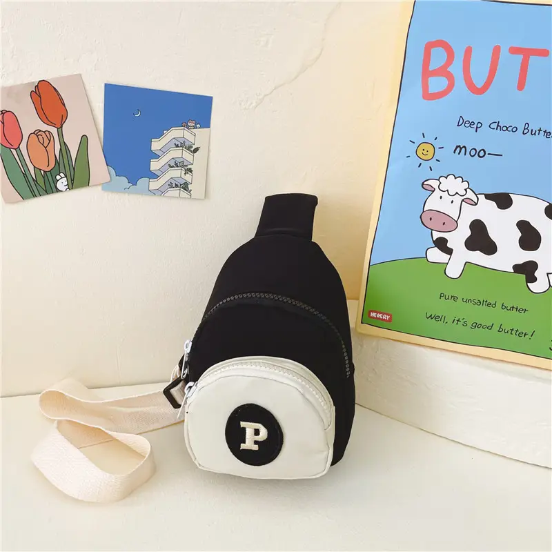 Kids Coin Purse Black White Letters Crossbody Bag - Image 7