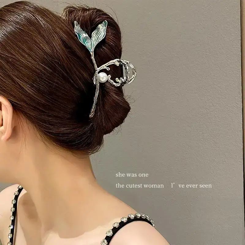 Pearl Shark Hair Clip Large 13cm Women's Headwear