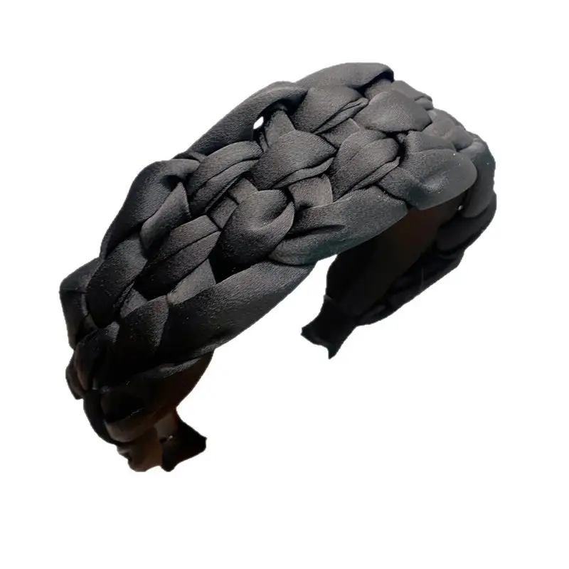 Black Braided Wide Bristle Headband for Men - Image 8