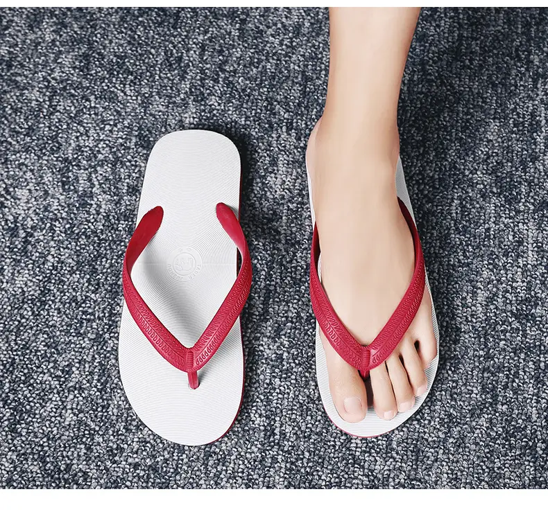 Cool Road Summer Men's Red Slip-On Flip Flops — feature 18