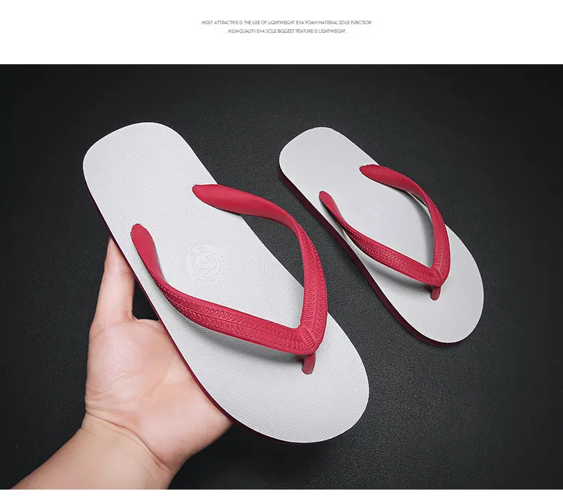 Cool Road Summer Men's Red Slip-On Flip Flops — feature 26