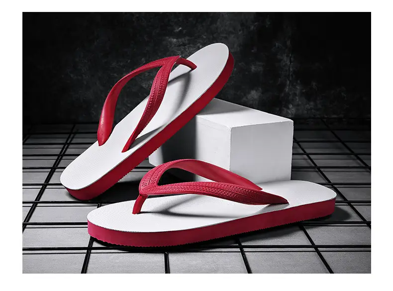 Cool Road Summer Men's Red Slip-On Flip Flops — feature 27