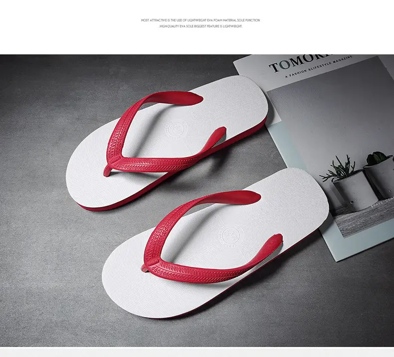 Cool Road Summer Men's Red Slip-On Flip Flops — feature 5