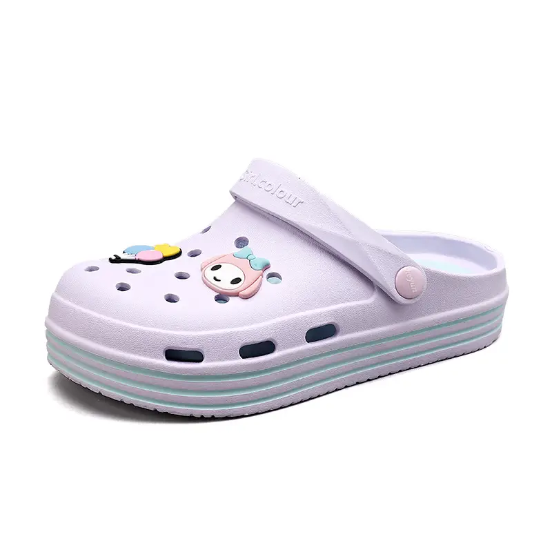 Cross-border Garden Shoe Lace Shoes Flower Hole Shoes Stomp Feeling Soft Sole Heightening Sandals Outdoor Non-slip Beach Shoes Nursing Shoes