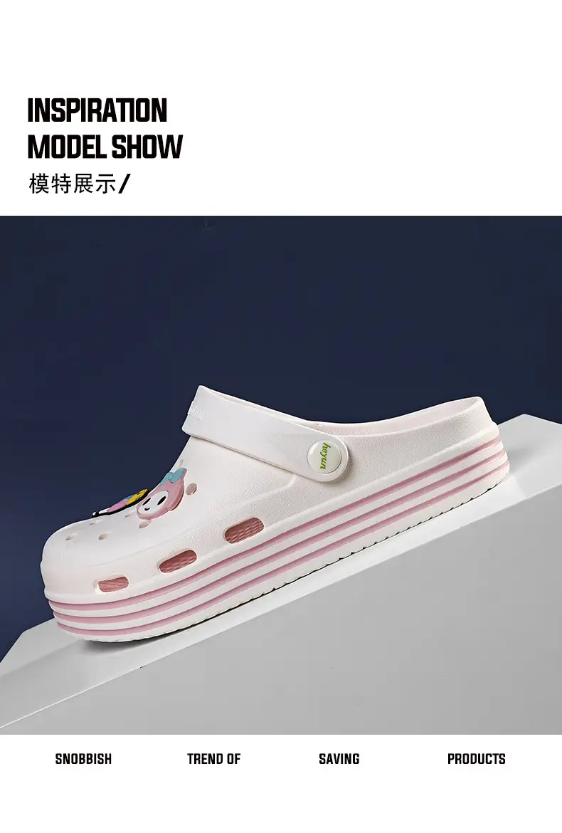 Cross-border Garden Shoe Lace Shoes Flower Hole Shoes Stomp Feeling Soft Sole Heightening Sandals Outdoor Non-slip Beach Shoes Nursing Shoes — feature 12