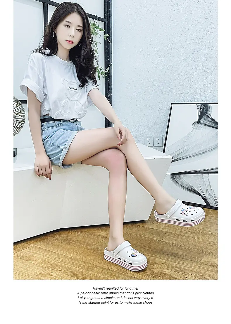 Cross-border Garden Shoe Lace Shoes Flower Hole Shoes Stomp Feeling Soft Sole Heightening Sandals Outdoor Non-slip Beach Shoes Nursing Shoes — feature 13