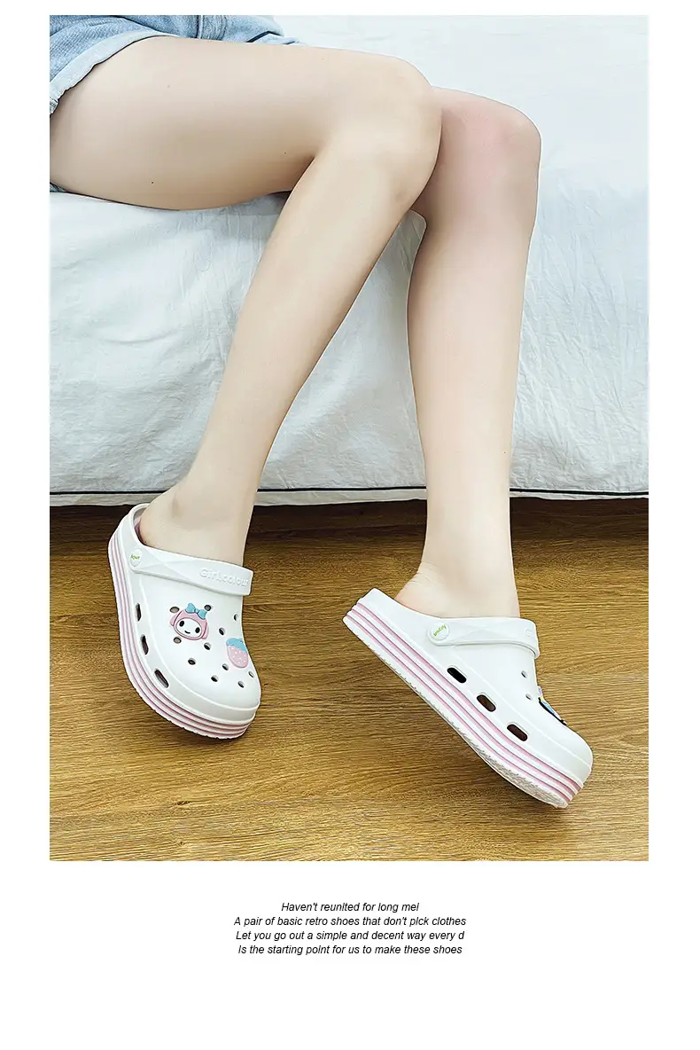 Cross-border Garden Shoe Lace Shoes Flower Hole Shoes Stomp Feeling Soft Sole Heightening Sandals Outdoor Non-slip Beach Shoes Nursing Shoes — feature 16