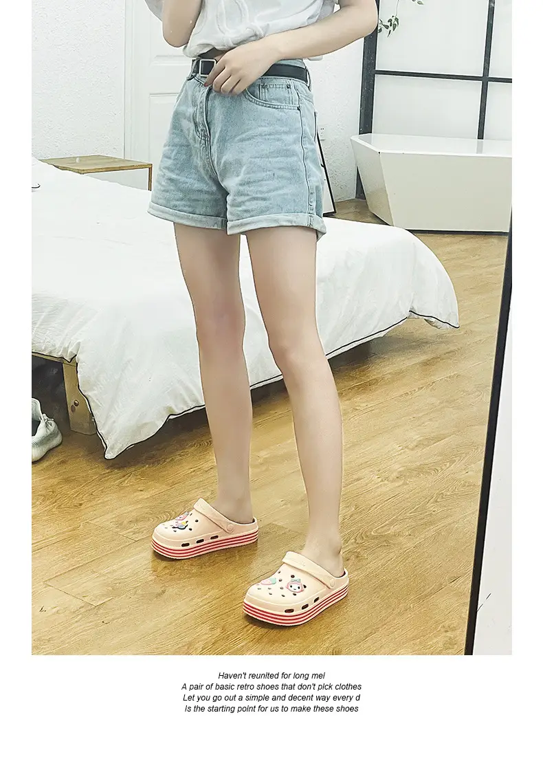 Cross-border Garden Shoe Lace Shoes Flower Hole Shoes Stomp Feeling Soft Sole Heightening Sandals Outdoor Non-slip Beach Shoes Nursing Shoes — feature 18