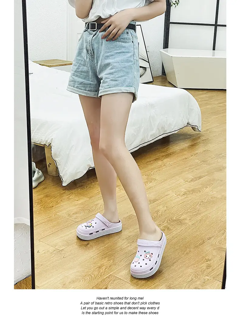 Cross-border Garden Shoe Lace Shoes Flower Hole Shoes Stomp Feeling Soft Sole Heightening Sandals Outdoor Non-slip Beach Shoes Nursing Shoes — feature 23