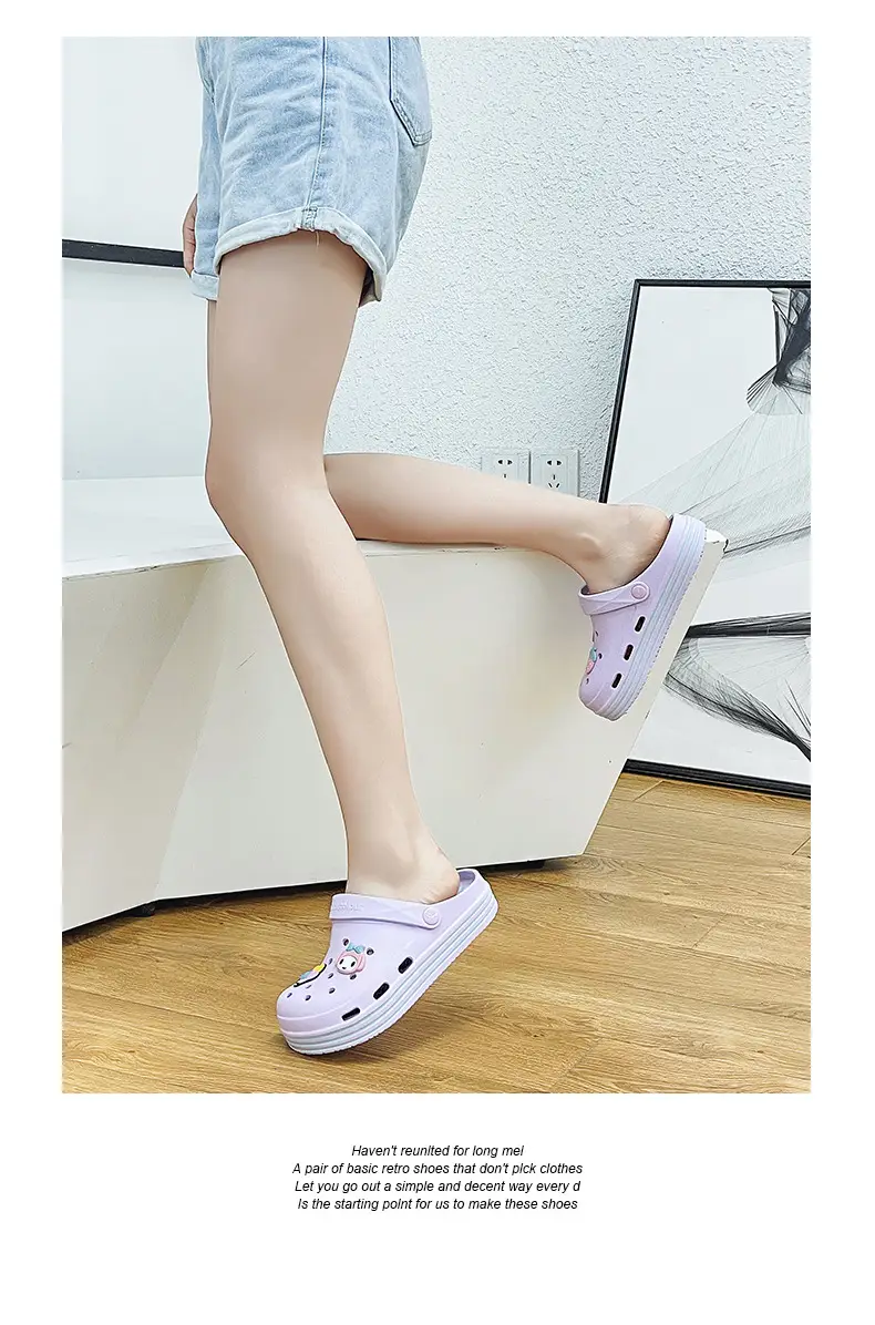 Cross-border Garden Shoe Lace Shoes Flower Hole Shoes Stomp Feeling Soft Sole Heightening Sandals Outdoor Non-slip Beach Shoes Nursing Shoes — feature 26