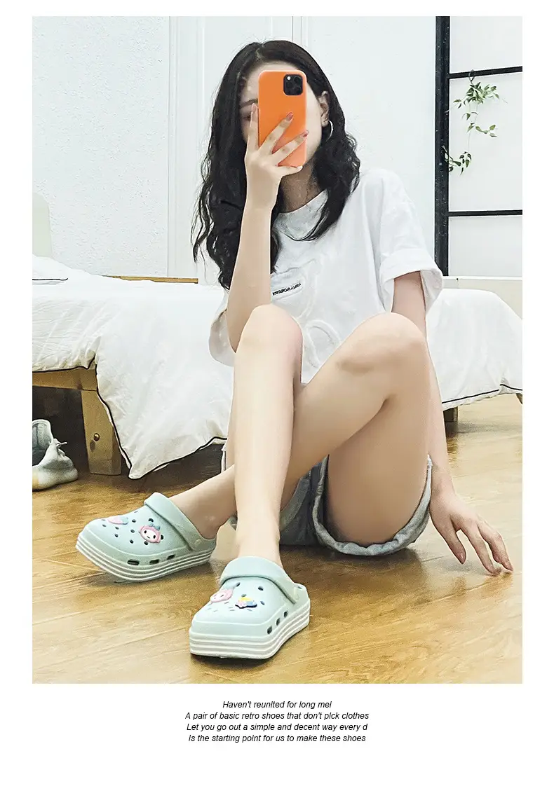 Cross-border Garden Shoe Lace Shoes Flower Hole Shoes Stomp Feeling Soft Sole Heightening Sandals Outdoor Non-slip Beach Shoes Nursing Shoes — feature 28