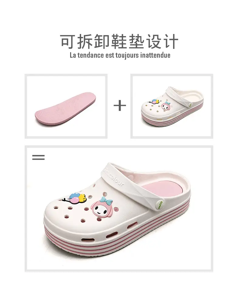 Cross-border Garden Shoe Lace Shoes Flower Hole Shoes Stomp Feeling Soft Sole Heightening Sandals Outdoor Non-slip Beach Shoes Nursing Shoes — feature 9