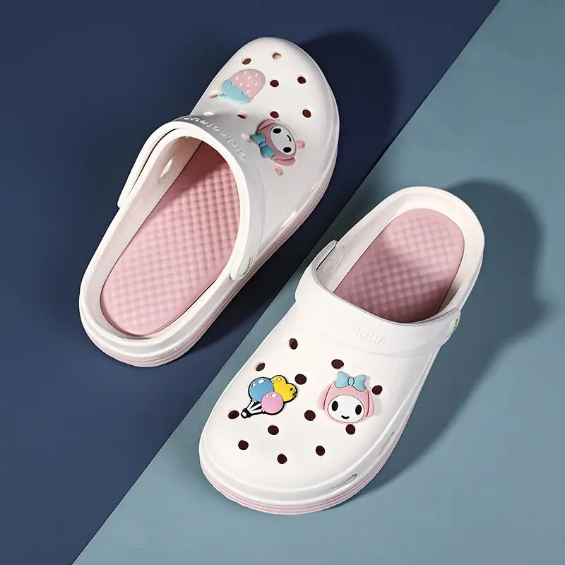 Cross-border Garden Shoe Lace Shoes Flower Hole Shoes Stomp Feeling Soft Sole Heightening Sandals Outdoor Non-slip Beach Shoes Nursing Shoes