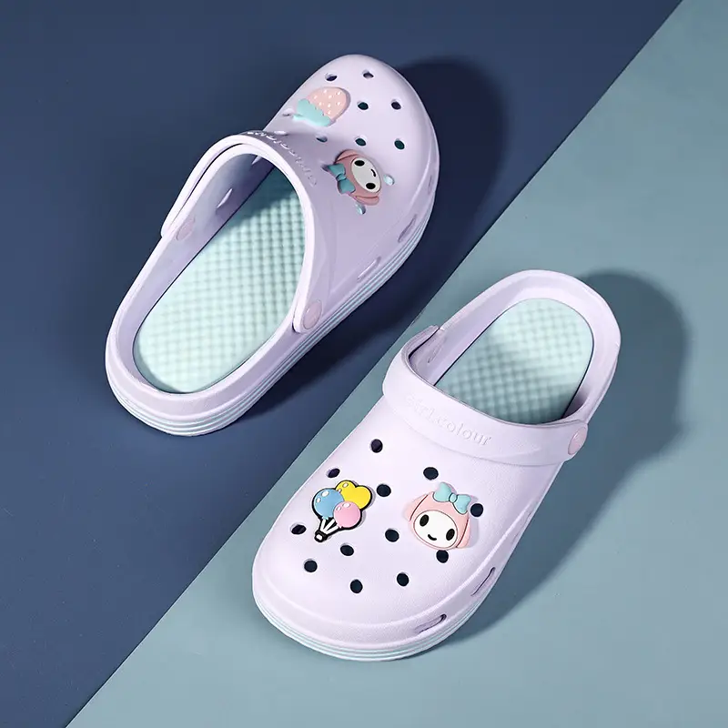 Cross-border Garden Shoe Lace Shoes Flower Hole Shoes Stomp Feeling Soft Sole Heightening Sandals Outdoor Non-slip Beach Shoes Nursing Shoes