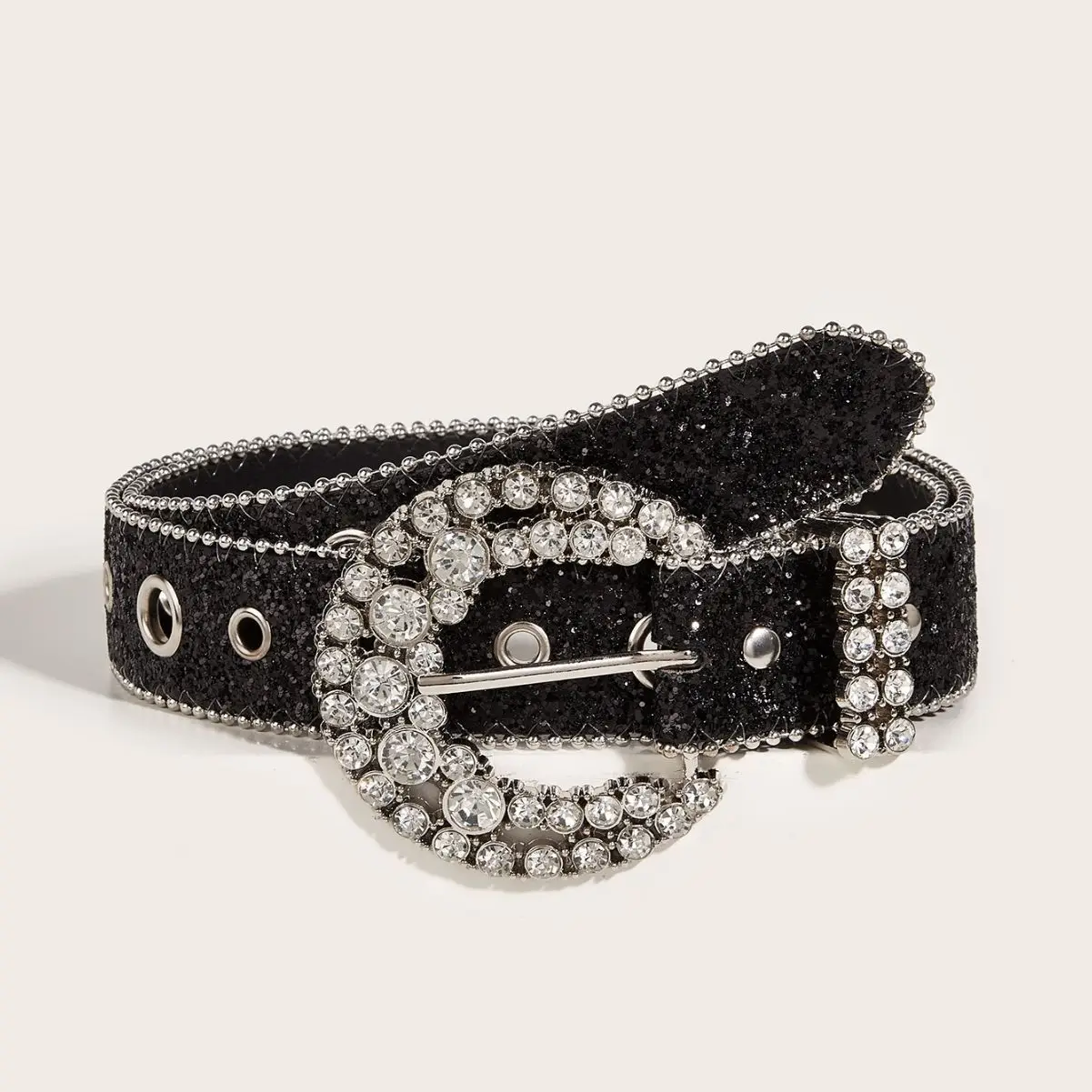 Black Rhinestone Belt for Women European Style