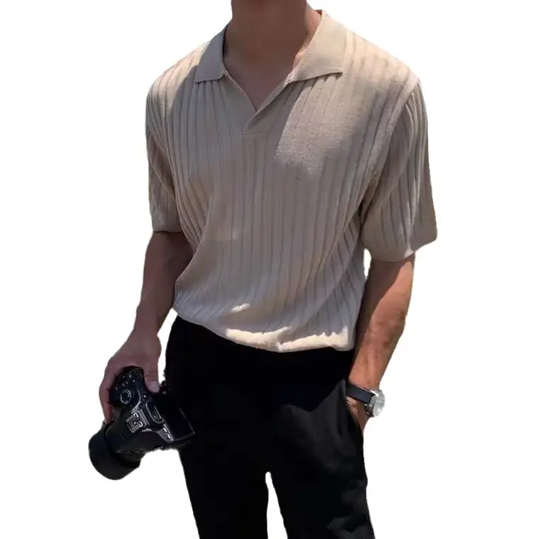 Men's Light Knit Polo Shirt Slim Fit Summer - Image 9