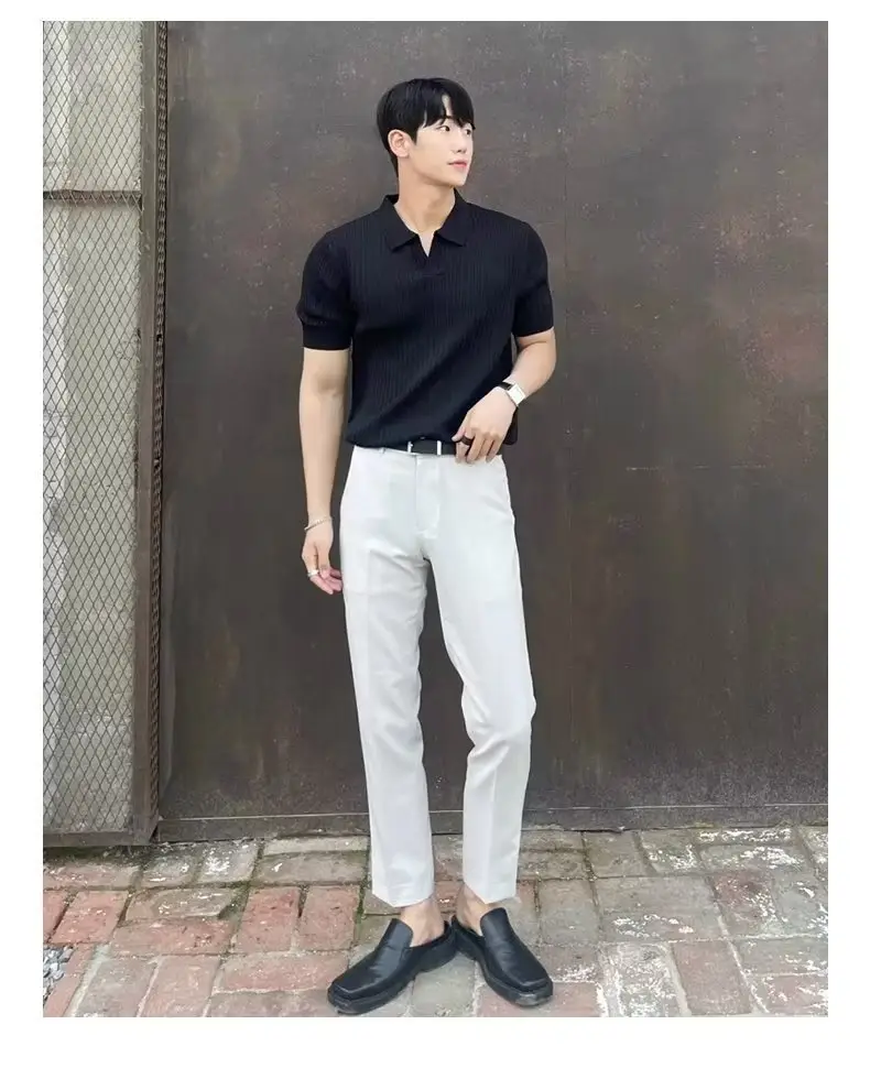 Men's Light Knit Polo Shirt Slim Fit Summer — feature 14