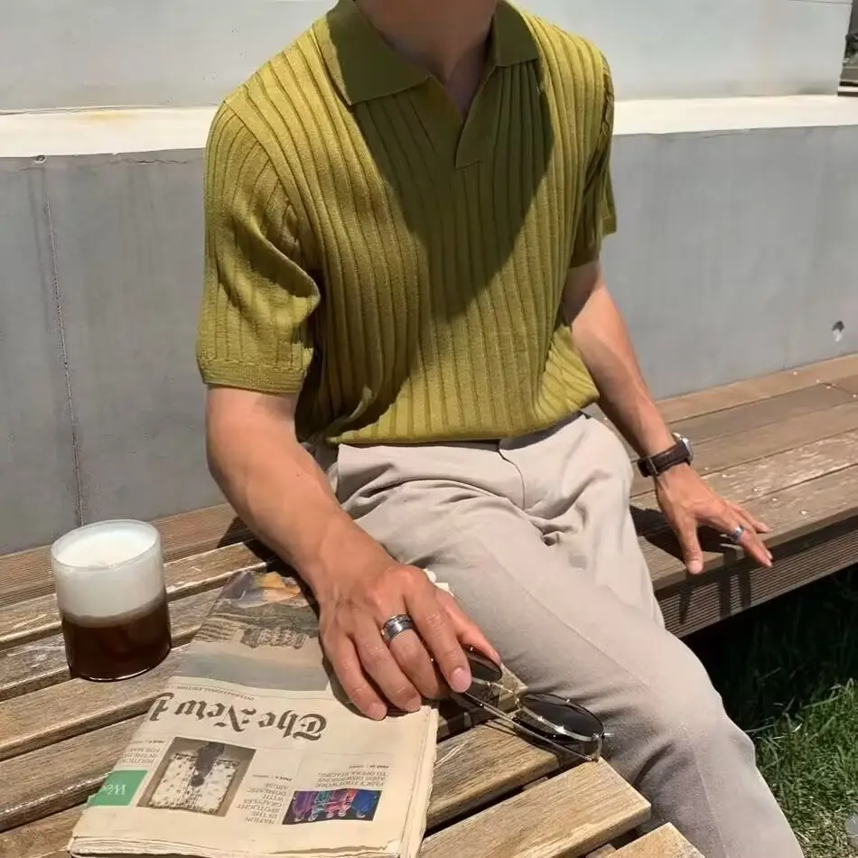 Men's Light Knit Polo Shirt Slim Fit Summer — feature 27