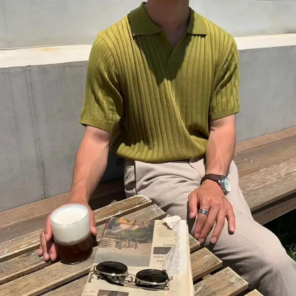 Men's Light Knit Polo Shirt Slim Fit Summer — feature 28