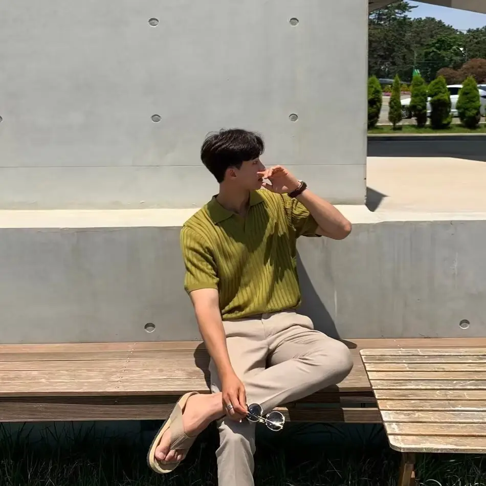 Men's Light Knit Polo Shirt Slim Fit Summer — feature 32