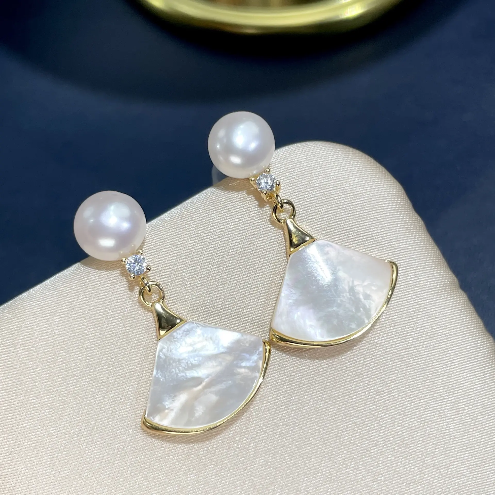 925 Sterling Pearl Earrings Women Small Skirt - Image 4