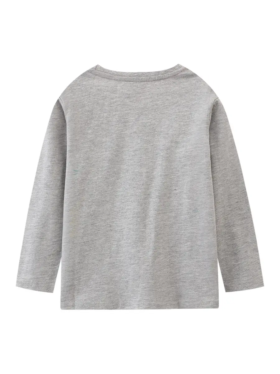 Kids Long Sleeve T-Shirt Gray Dinosaur Print - Image 6