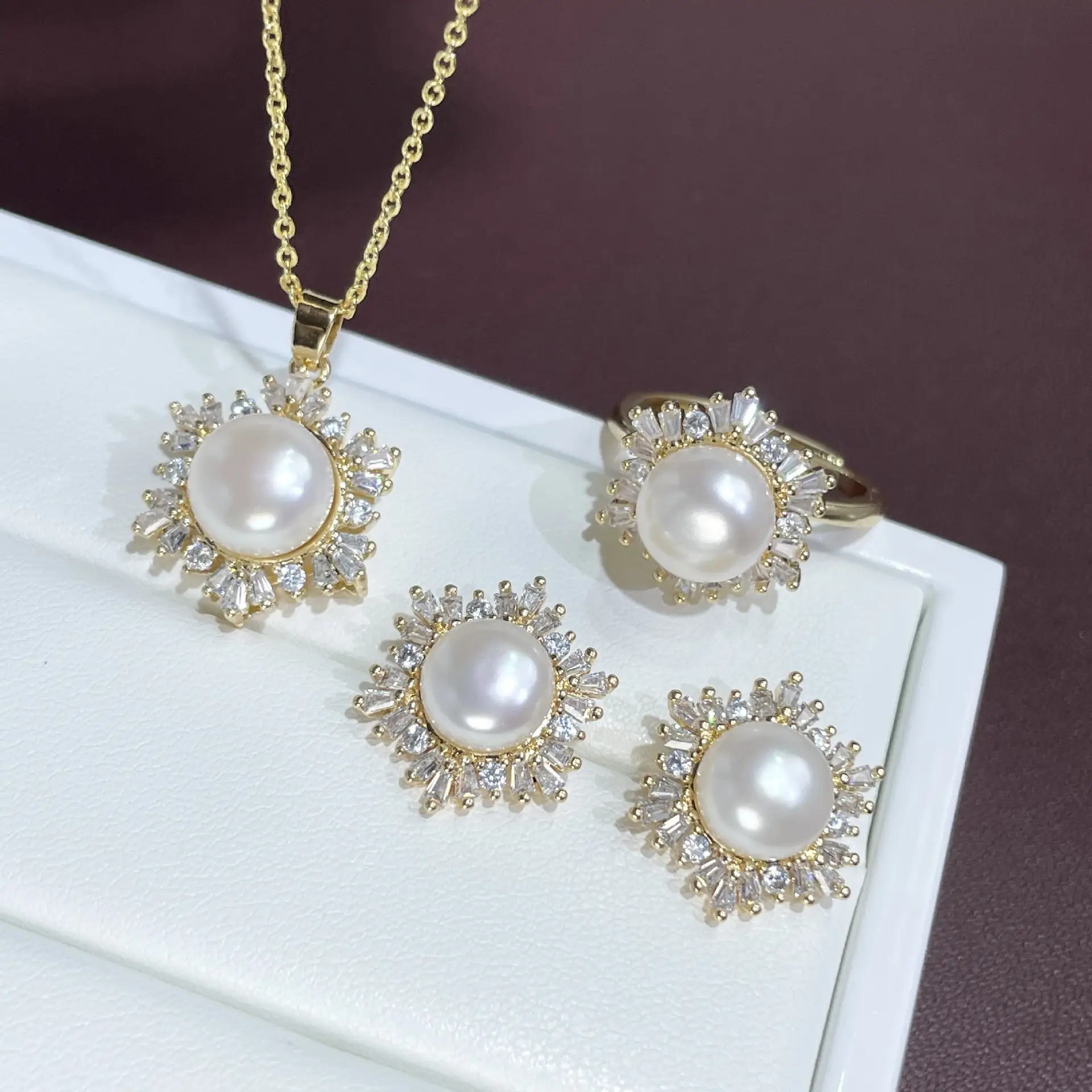 2025 Pearl Earrings Set S925 Gold Plated - Image 4