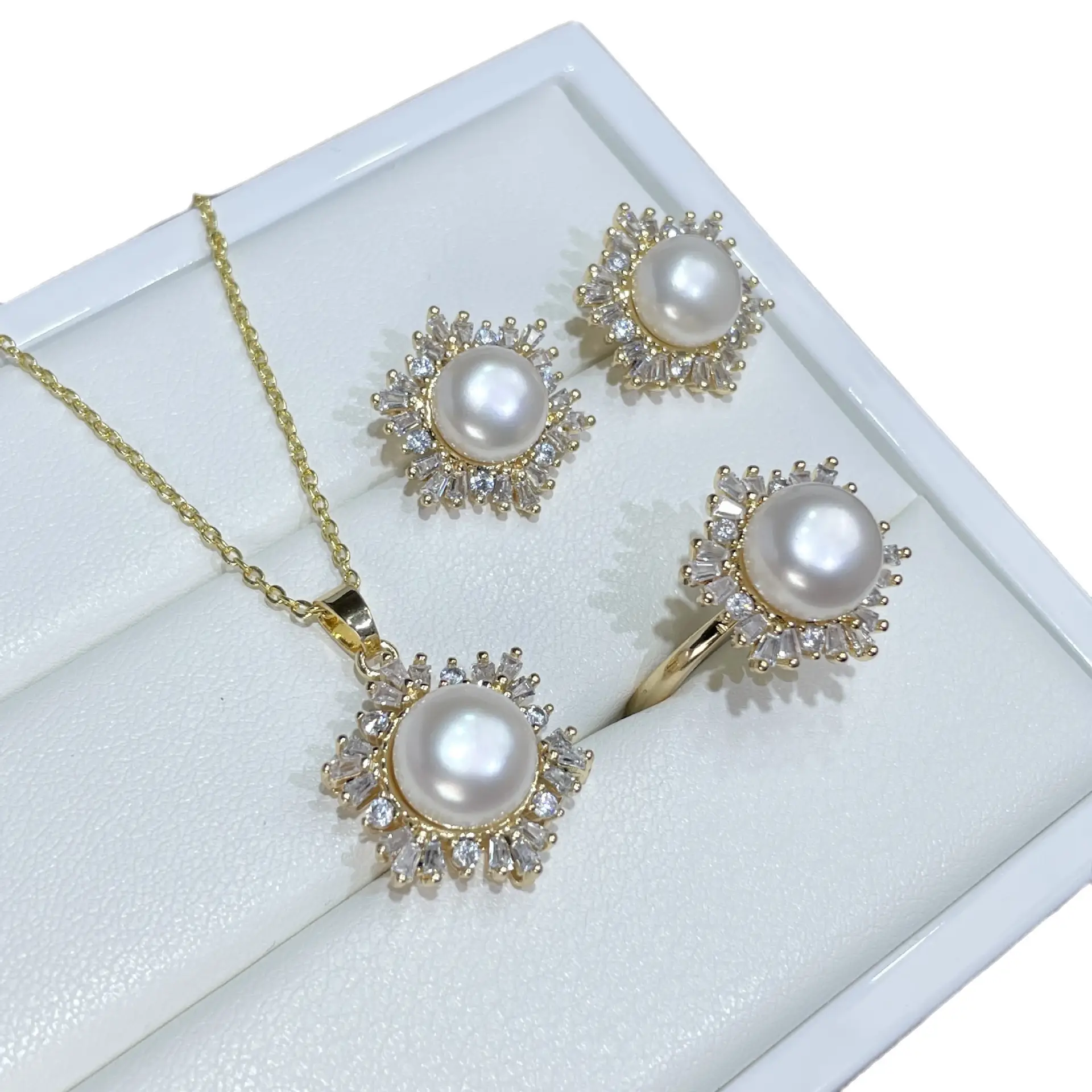 2025 Pearl Earrings Set S925 Gold Plated - Image 6