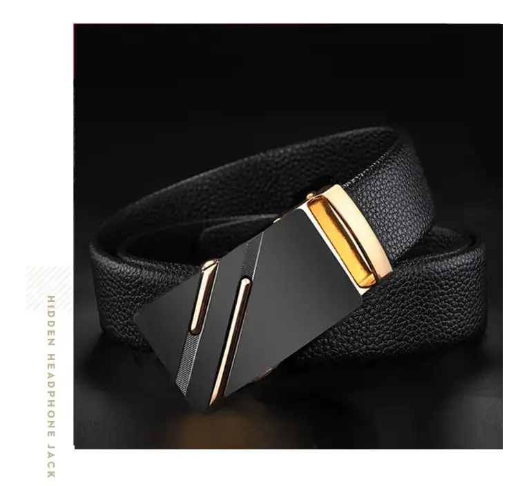 Black Leather Belt with Gold buckle for men β feature 14