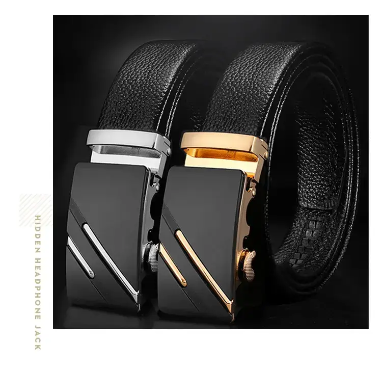 Black Leather Belt with Gold buckle for men β feature 16