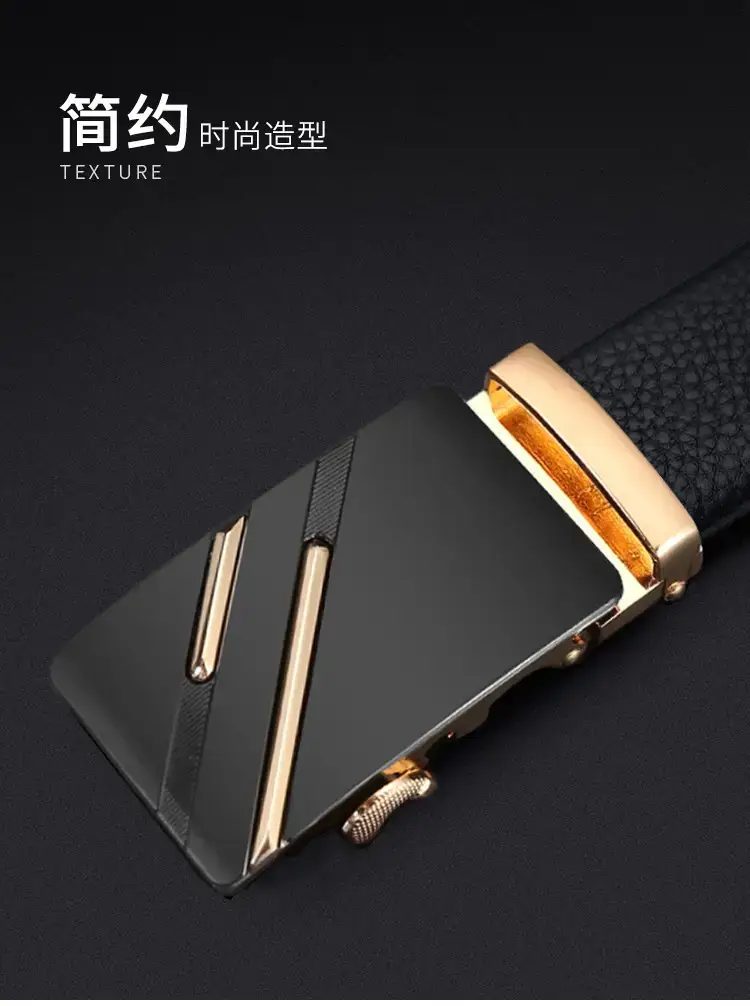 Black Leather Belt with Gold buckle for men β feature 4